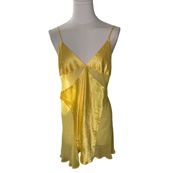 Victoria's Secret Vintage 2000s Yellow Slip Dress Satin Look Y2K Lingerie Size M - Picture 1 of 10
